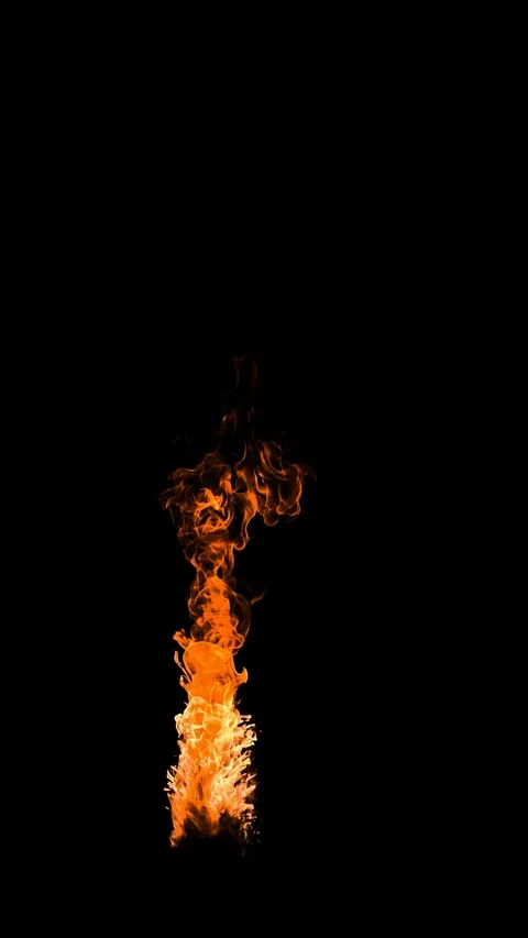 Hot ball of fire drops from above on an isolated black background Stock Footage 122170620