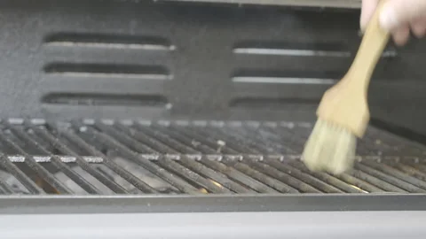 Hot barbecue grid preparing for grilling Stock Footage 160144838