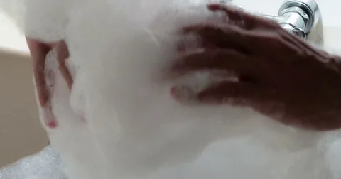 Hot Bath with Foam 4K Stock Footage 80689639