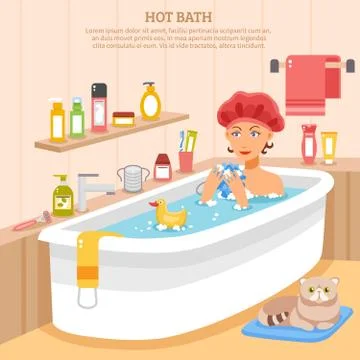 Hot Bath Poster Stock Illustration