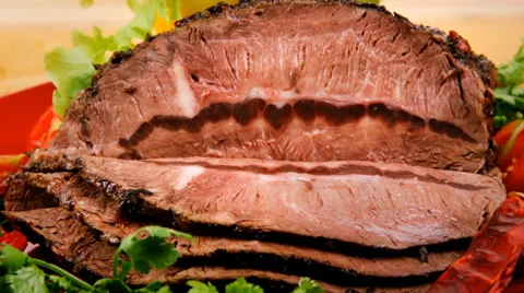 Hot beef on red plate 動画素材 36771813