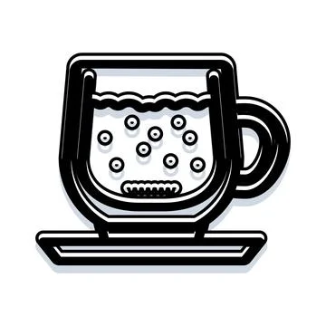 Hot beverage cup with bubbles outline illustration Illustrazione stock
