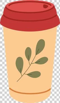 Hot beverage cup, flat illustration Illustrazione stock