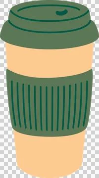 Hot beverage cup, flat illustration Stock Illustration