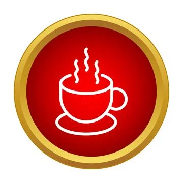 Hot beverage cup icon on red button Stock Illustration