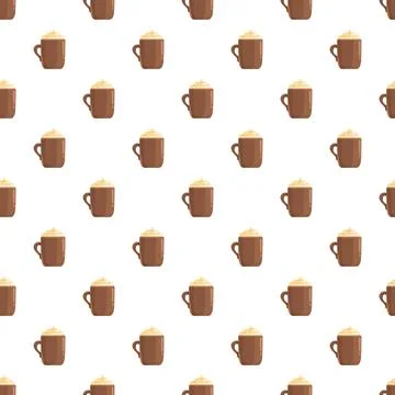 Hot beverage cups seamless pattern on white background Stock Illustration