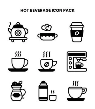 Hot Beverage DuoTone Vector Icons Pack Stock Illustration