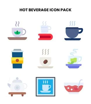 Hot Beverage Flat Scalable Icons Pack Stock Illustration