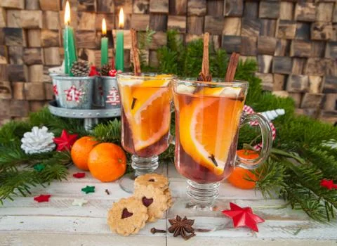 Hot beverage with orange Stock Photos
