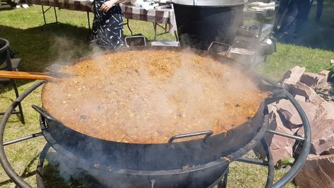 Hot bigos in a saucepan Stock Footage 90449134