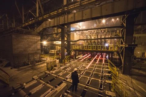 Hot billet bloom continuous casting, also called strand casting Stock Photos