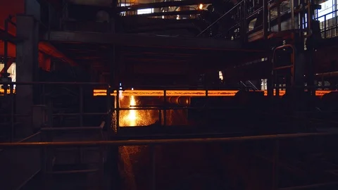 Hot billet continuous casting, strand casting Stock Footage 116763000