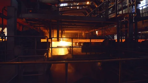 Hot billet continuous casting, strand casting Stock Footage 116763045