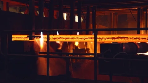 Hot billet continuous casting, strand casting Stock Footage 116763097