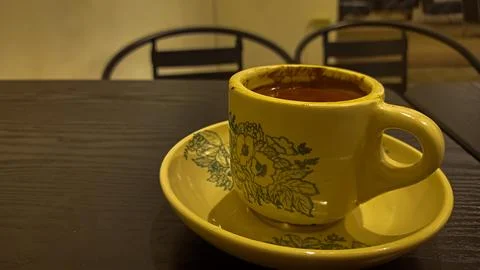 Hot black coffee in a cup Stock Photos