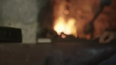 Hot blacksmiths fireplace Stockbeeldmateriaal 89327491