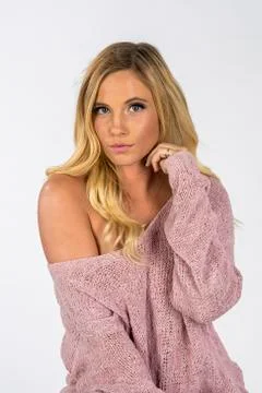 Hot Blonde Model Posing In A Studio Environment Stock Photos