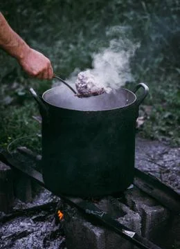 Hot boiled meat Stock Photos