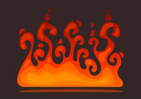 Hot Burning Fire. Comic cartoon pattern of flames. Vector illustration. Stock Illustration