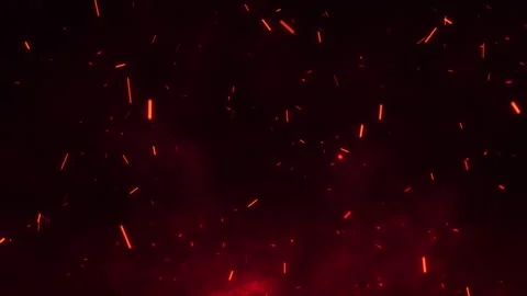 Hot burning fire sparks flying up with the wind surrounded by smoke and haze. Stock Footage 307962834