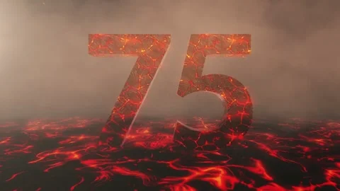 Hot Burning Lava Number 75 Over a Volcanic Molten River Stock Footage 305904752