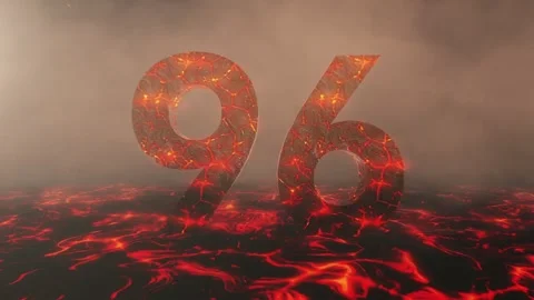 Hot Burning Lava Number 96 Over a Volcanic Molten River Stock Footage 305905904