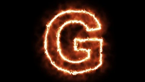 Hot burning letter on black background. Stock Footage