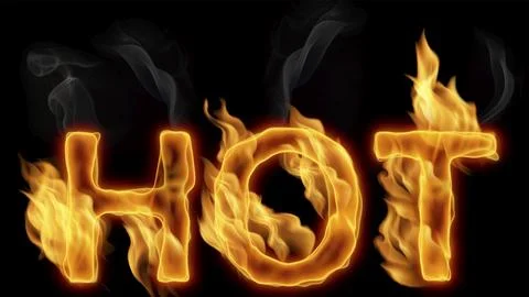 HOT Burning Letters on Black Background 库存插图