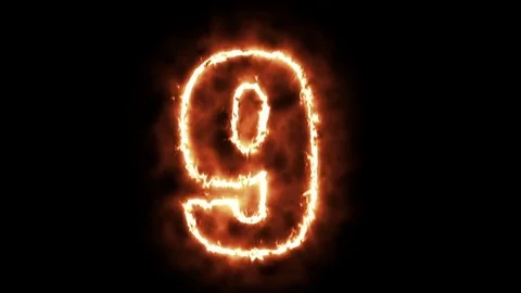 Hot burning number on black background. Stock Footage