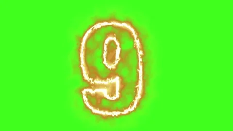Hot burning number on green screen . Stock Footage