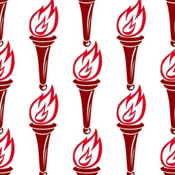 Hot burning red torches seamless pattern Stock Illustration