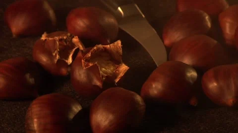 Hot chestnuts Stock Footage 8574792