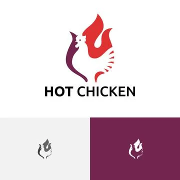 Hot Chicken Fire Flame Grilled Food Restaurant Logo Stock Illustration