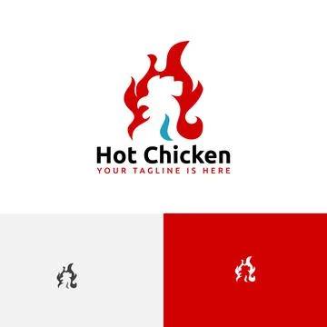 Hot Chicken Flame Fire Rooster Food Restaurant Logo Stock Illustration
