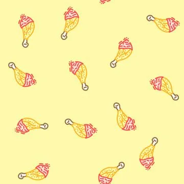 Hot chicken fried vector seamless pattern Stock Illustration