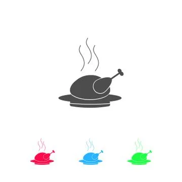 Hot chicken icon flat. Stock Illustration