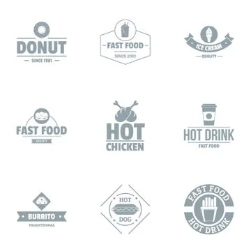 Hot chicken logo set, simple style Illustration