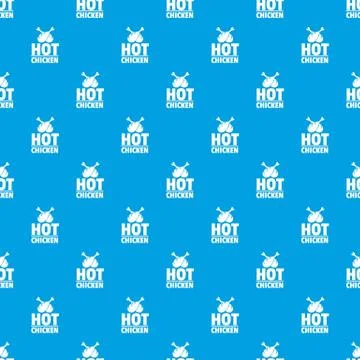 Hot chicken pattern vector seamless blue Stock Illustration