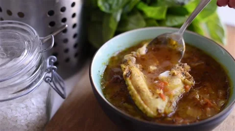 Hot chicken soup Stock Footage 51162664