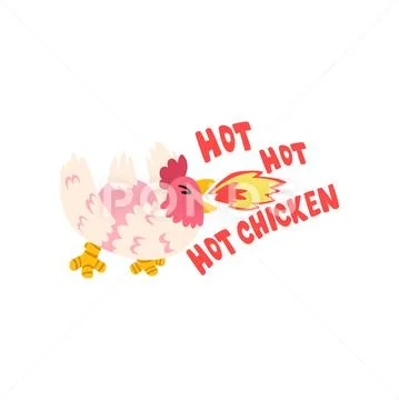 Hot chicken, spicy fire rooster, creative logo design element vector Stock Illustration
