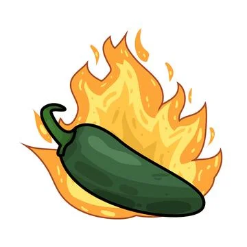 Hot chili with fire illustration Stock Illustration