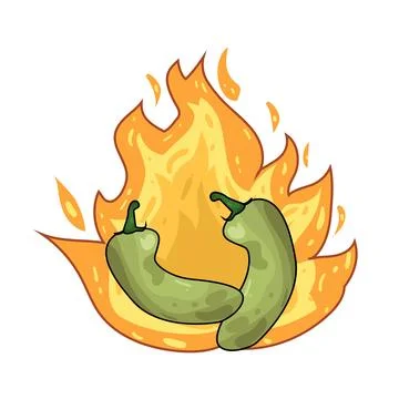 Hot chili with fire illustration Stock Illustration