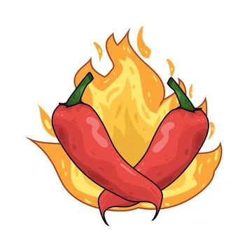 Hot chili with fire illustration Stock Illustration