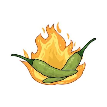 Hot chili with fire illustration Stock Illustration