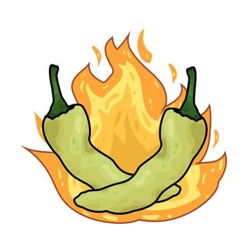 Hot chili with fire illustration Stock Illustration