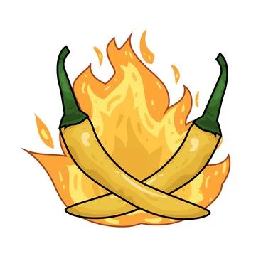 Hot chili with fire illustration Stock Illustration