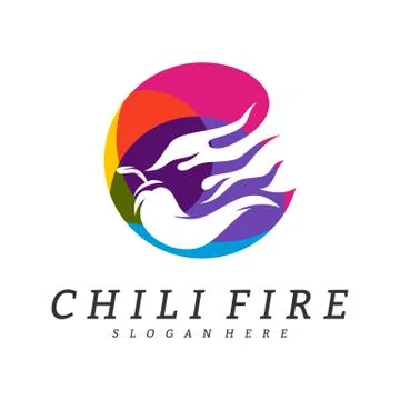 Hot Chili logo design vector. Chili with fire logo concepts. Food logo templa Stock Illustration