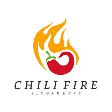 Hot Chili logo design vector. Chili with fire logo concepts. Food logo templa Stock Illustration