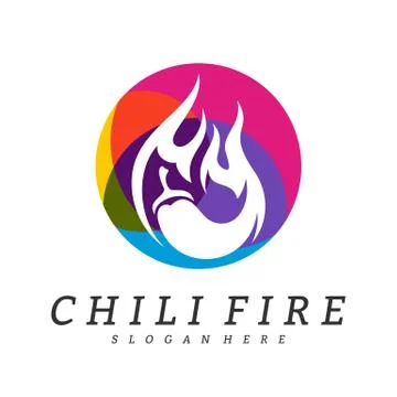 Hot Chili logo design vector. Chili with fire logo concepts. Food logo templa Stock Illustration