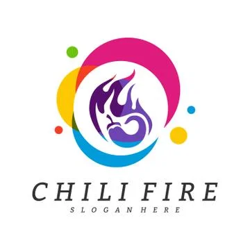 Hot Chili logo design vector. Chili with fire logo concepts. Food logo templa Stock Illustration